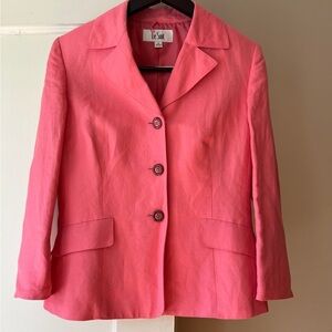 Le Suit Linen Coral Blazer Suit Jacket New Pink Salmon
